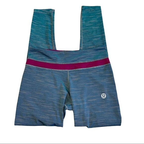 LULULEMON Teal Aquamarine With Purple Leggings Size 4 - Picture 8 of 8